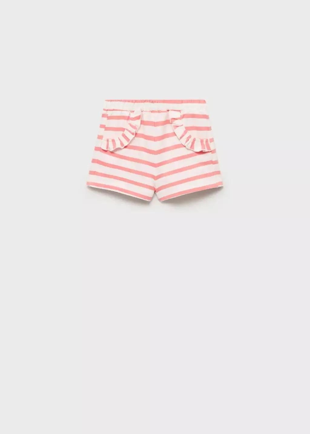 BRIGHT RED Striped shorts with ruffled pockets, Baby Girl, , large image number 0