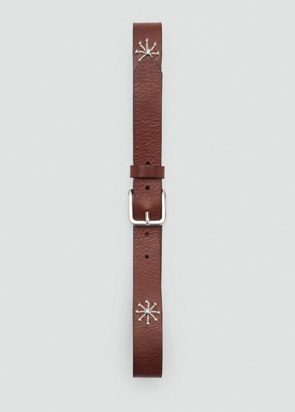 Brown Leather Belt With Embroidered Details, , large image number 2