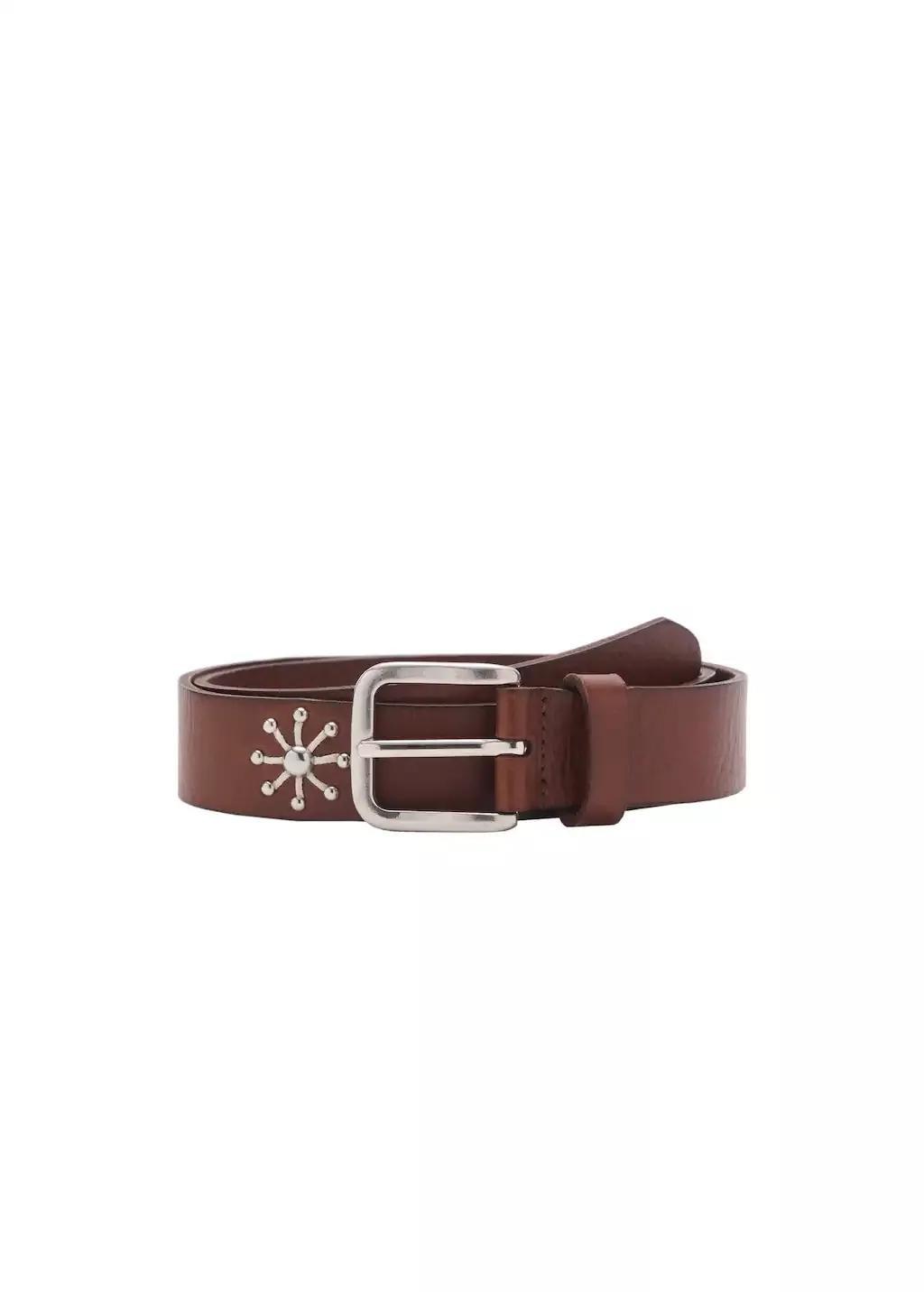 Brown Leather Belt With Embroidered Details, , large image number 3