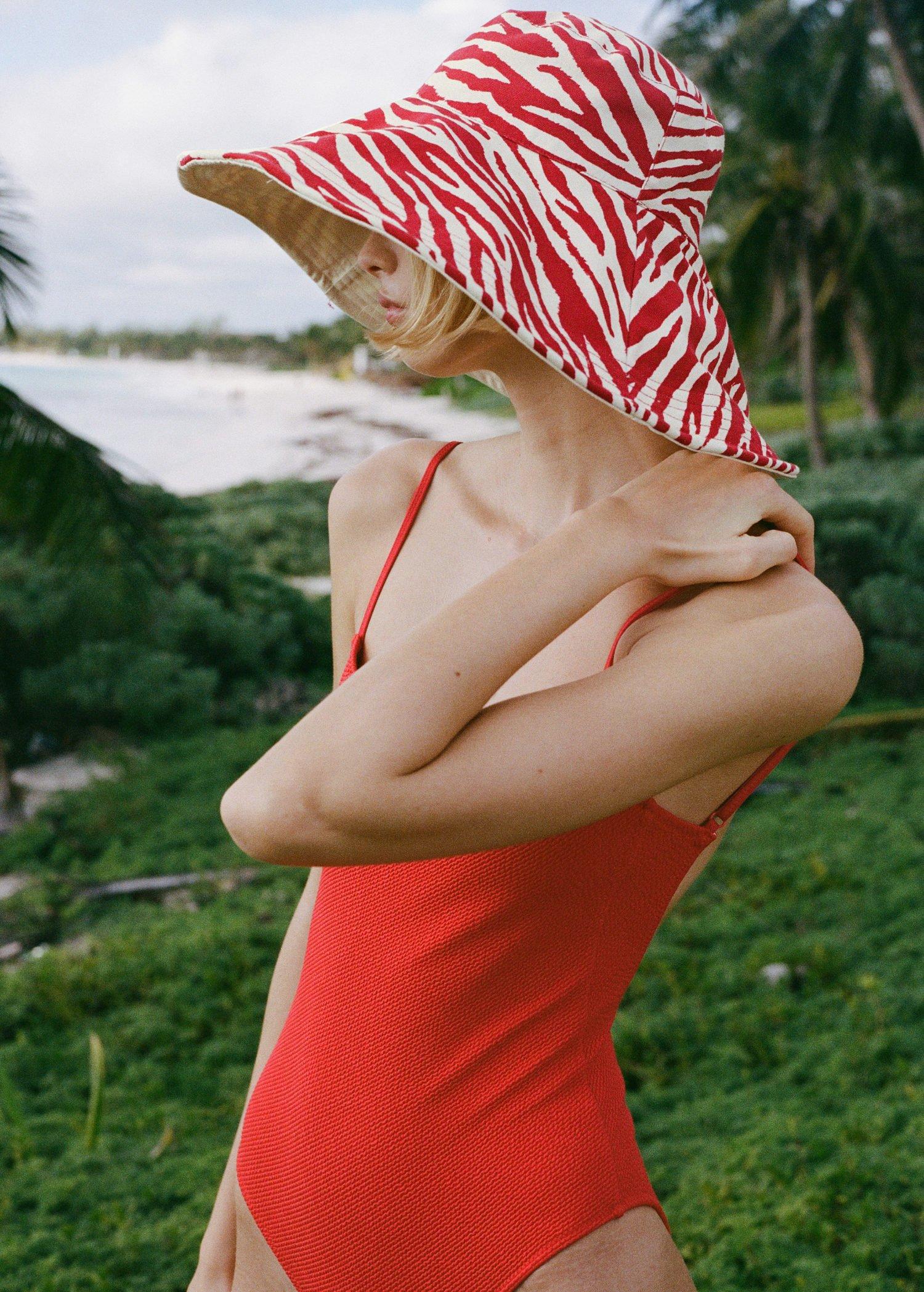 RED Reversible zebra-print bucket hat, Red, large image number 0