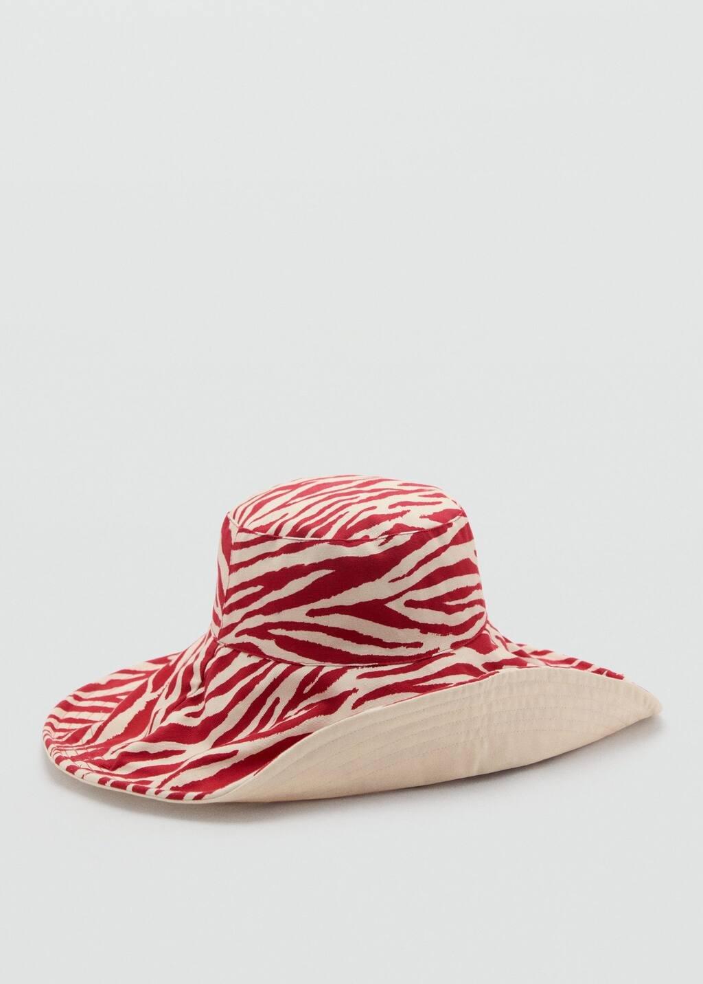 RED Reversible zebra-print bucket hat, Red, large image number 3