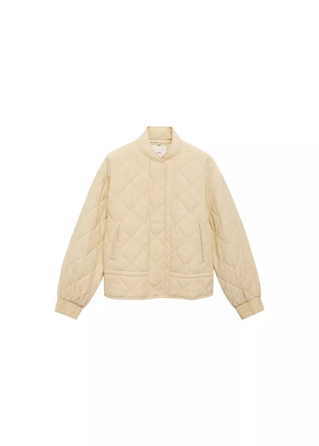Yellow Quilted Bomber Jacket, Yellow, large image number 3
