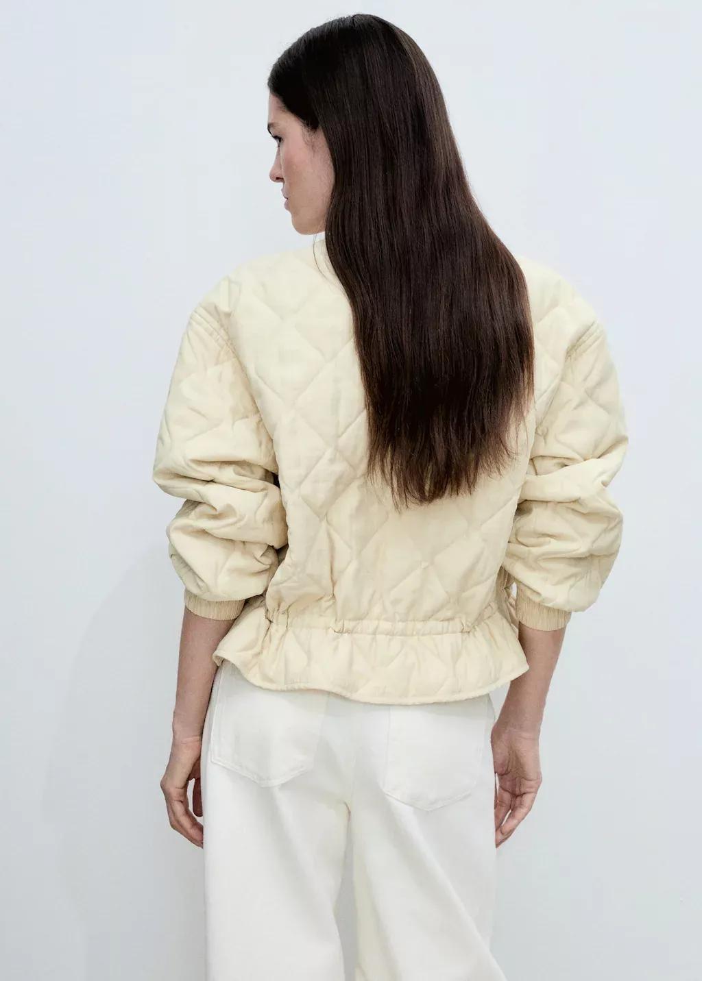 Yellow Quilted Bomber Jacket, Yellow, large image number 5
