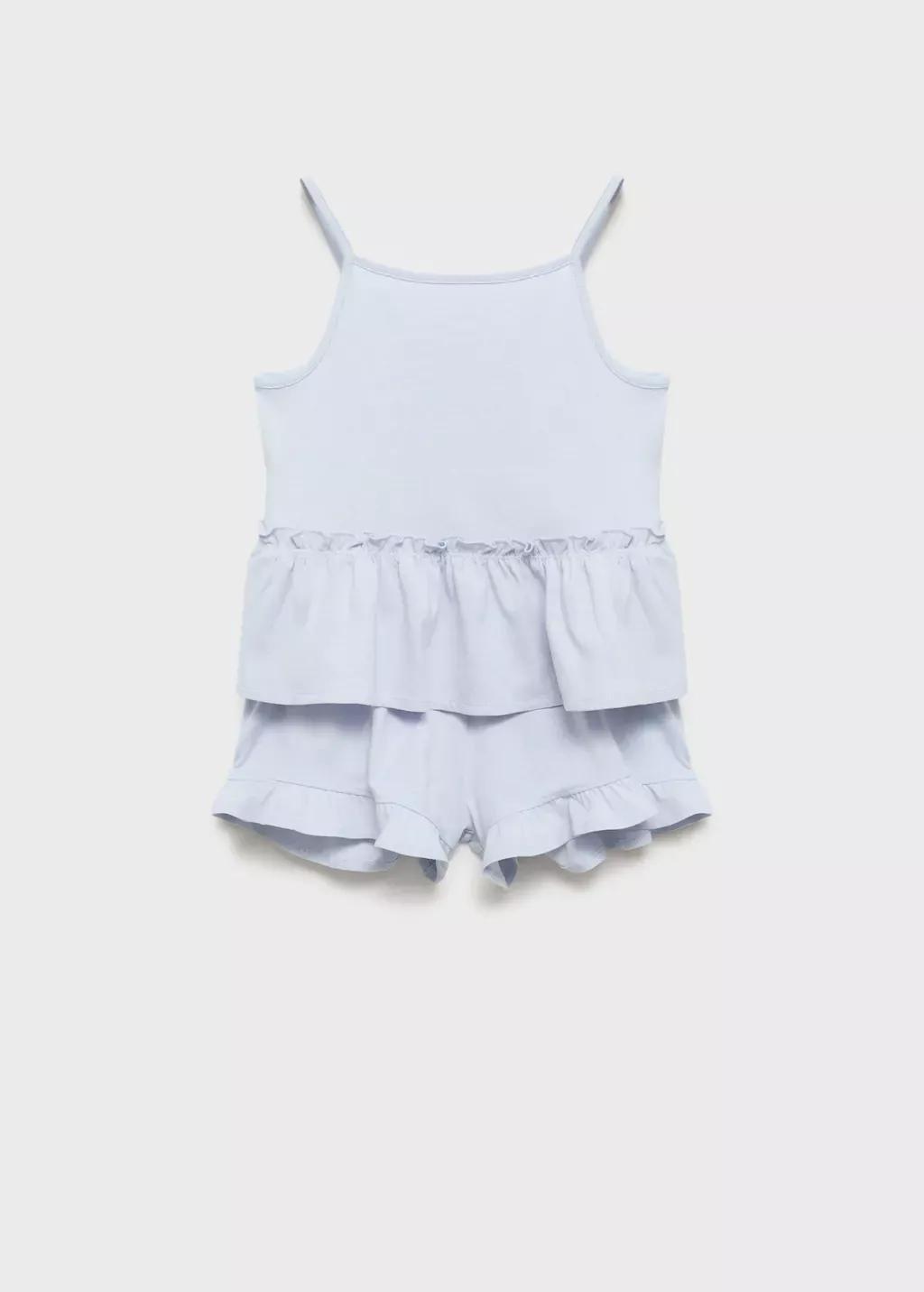 LT-PASTEL BLUE Pyjama shorts with ruffles, Kids Girl, , large image number 0