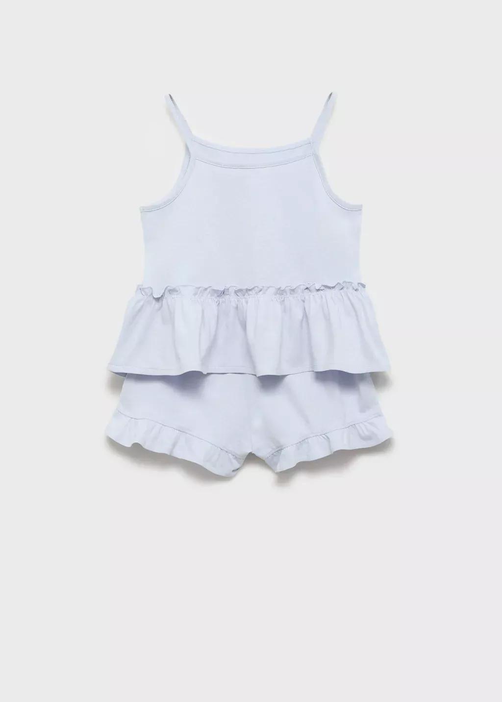 LT-PASTEL BLUE Pyjama shorts with ruffles, Kids Girl, , large image number 1