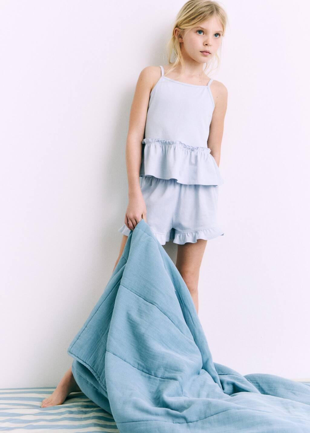 LT-PASTEL BLUE Pyjama shorts with ruffles, Kids Girl, , large image number 2