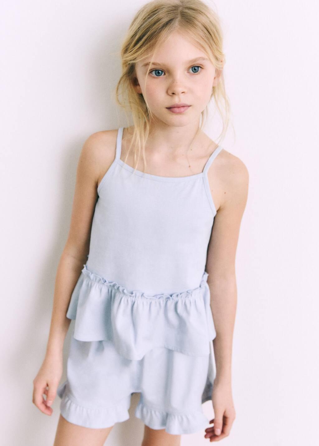 LT-PASTEL BLUE Pyjama shorts with ruffles, Kids Girl, , large image number 4