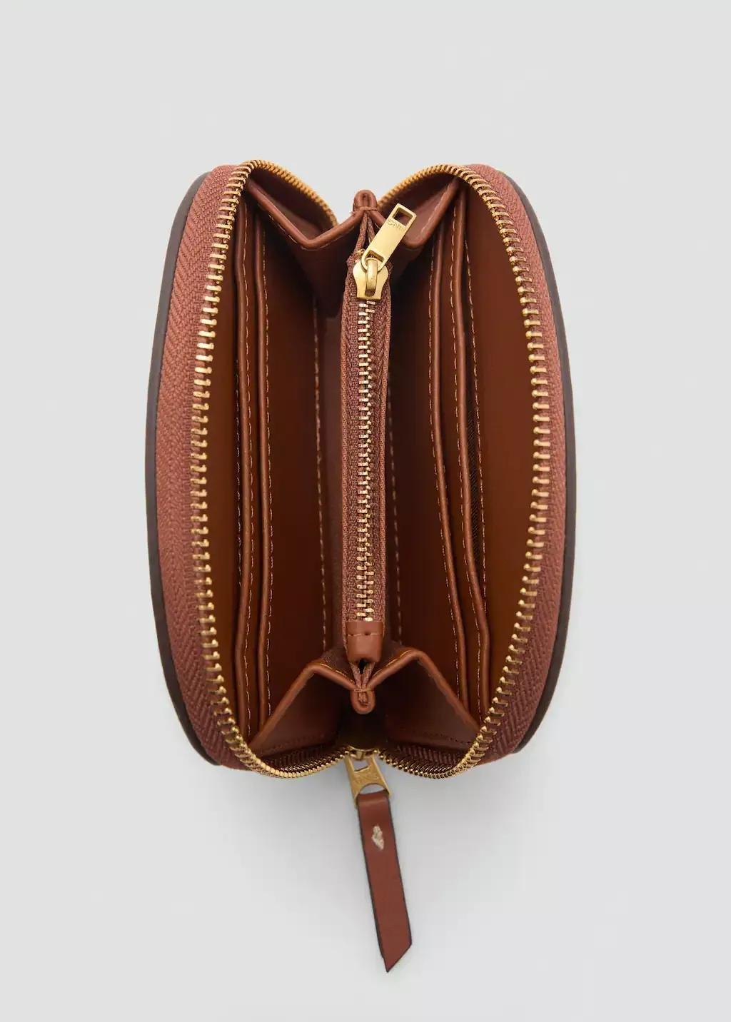 Brown Contrast Canvas Oval Wallet, Medium Brown, large image number 1