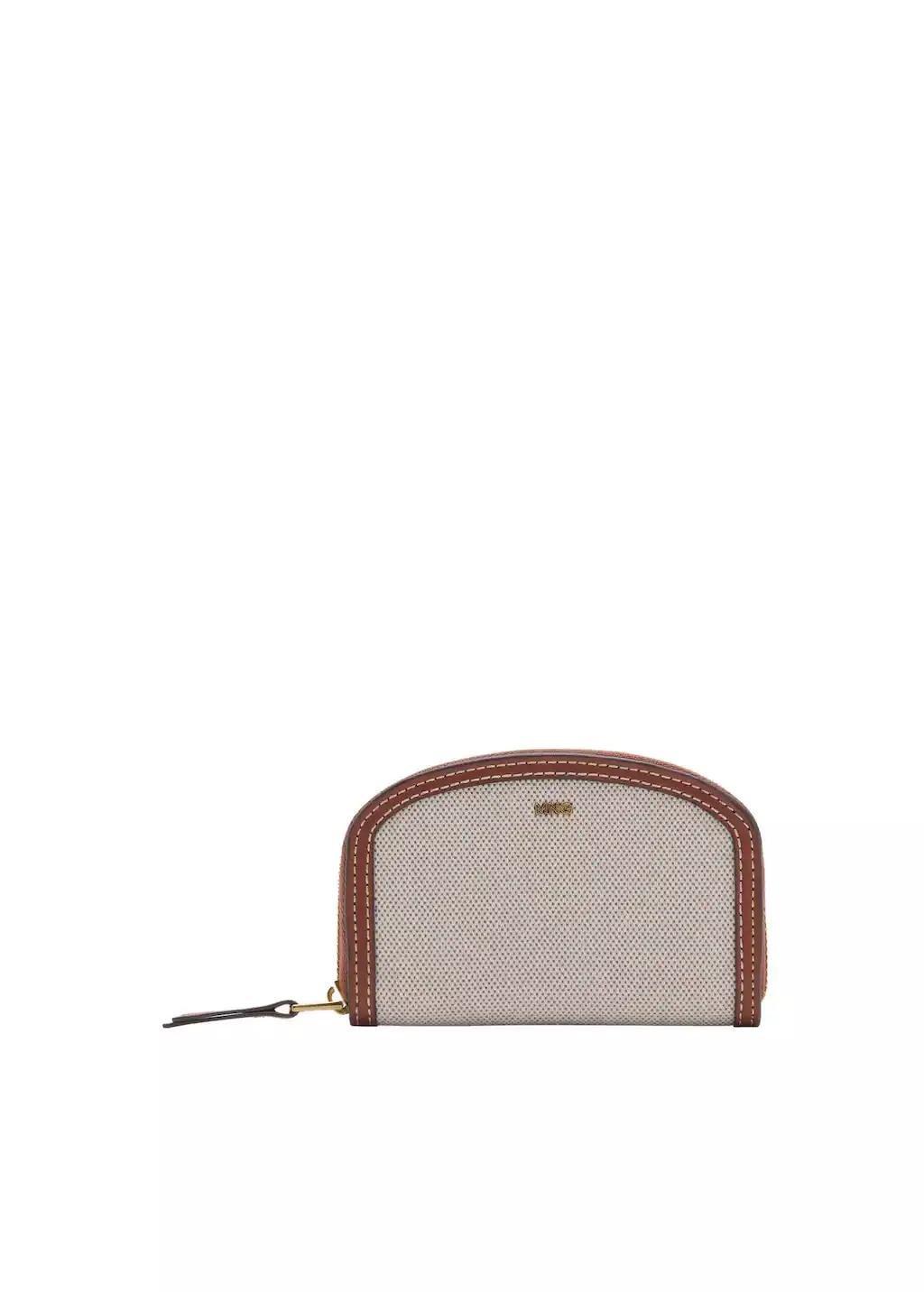 Brown Contrast Canvas Oval Wallet, Medium Brown, large image number 3