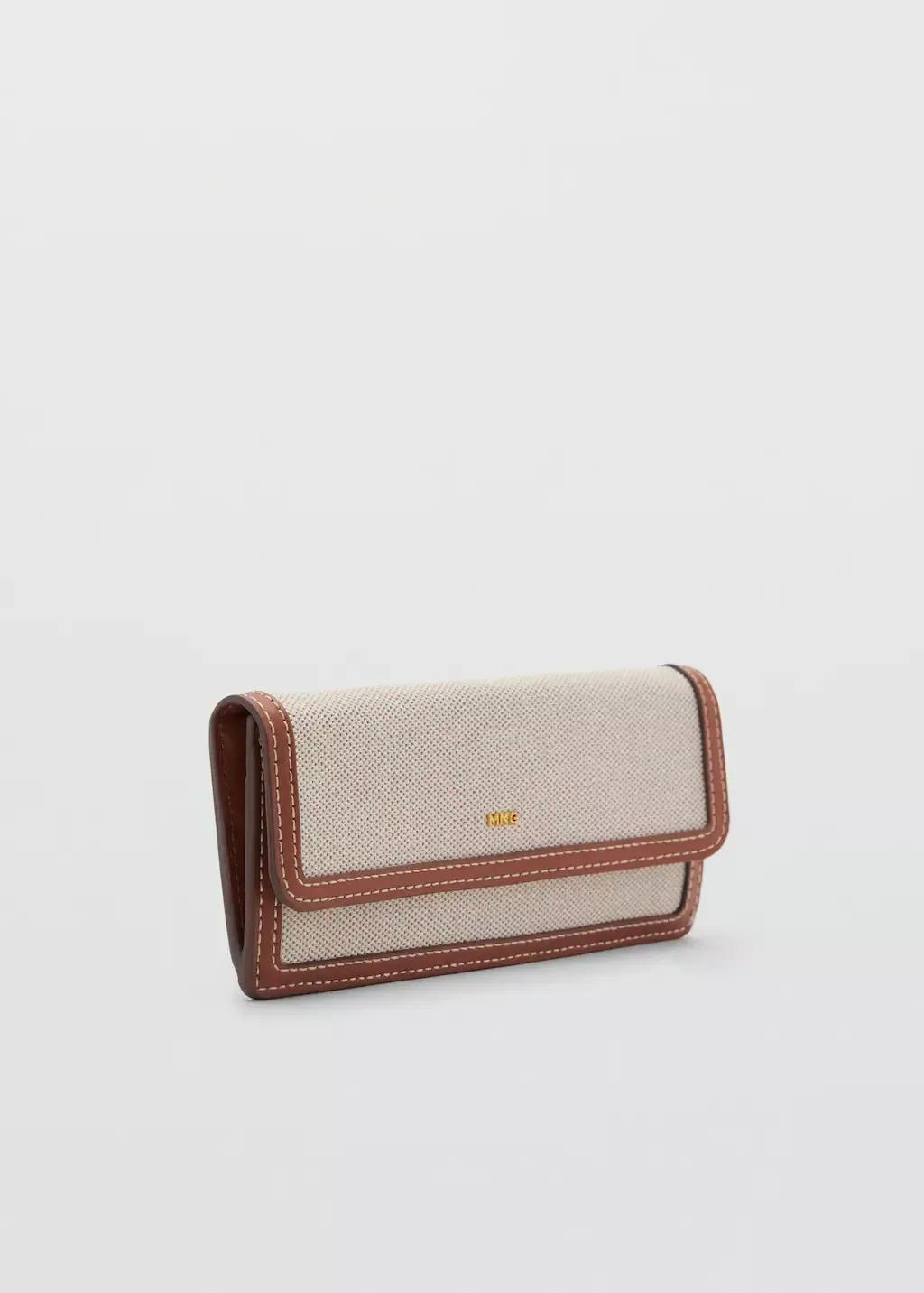 Brown Contrast Canvas Rectangular Wallet, , medium