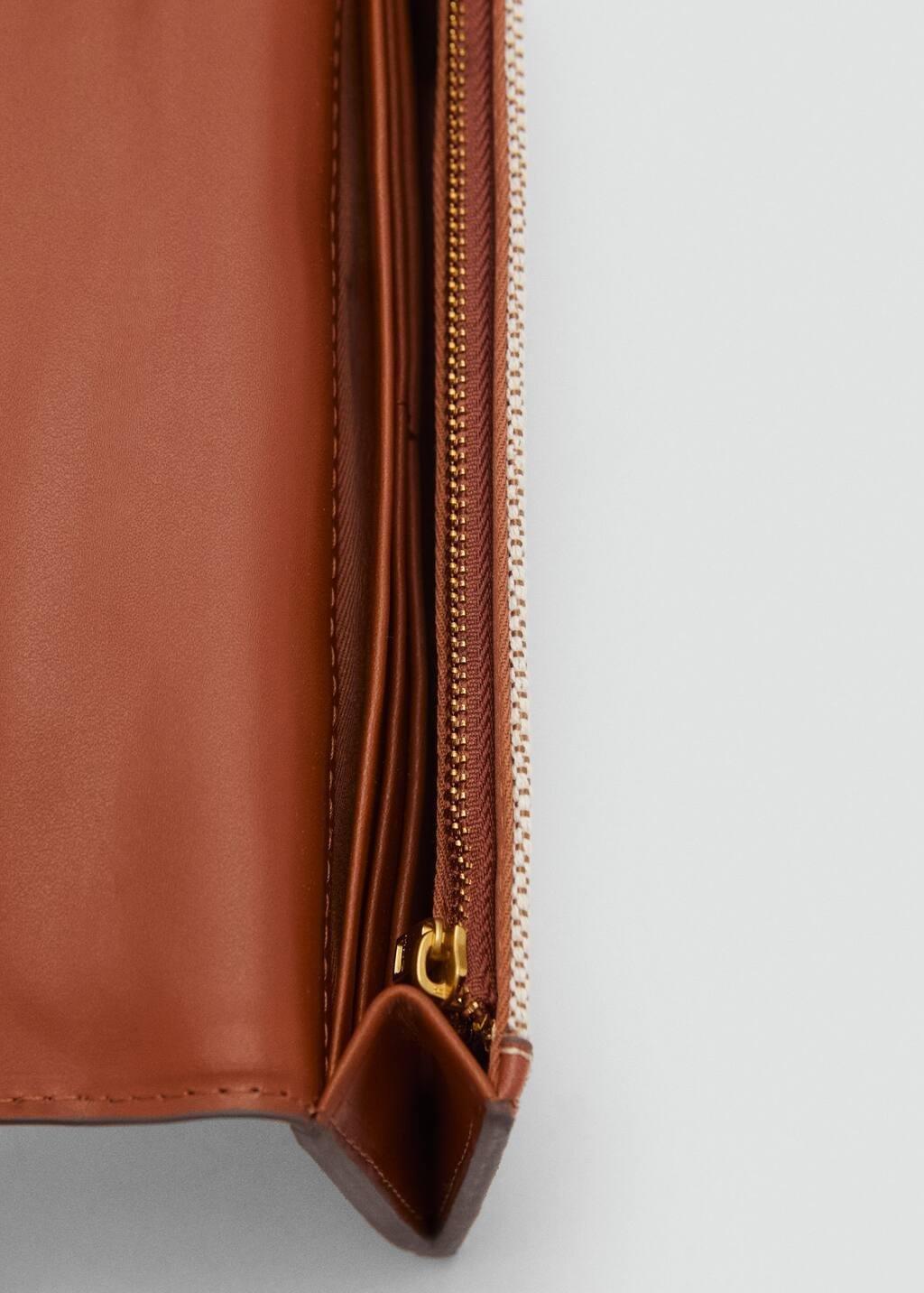Brown Contrast Canvas Rectangular Wallet, 0201_CU, large image number 1