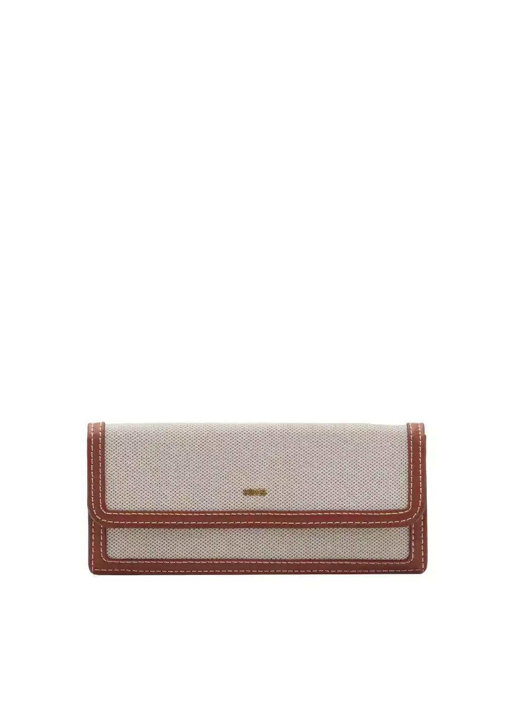 Brown Contrast Canvas Rectangular Wallet, 0201_CU, large image number 2