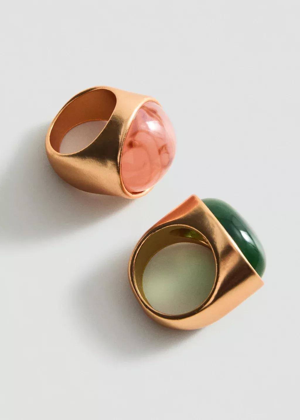 Gold Set Of 2 Combined Resin Rings, , medium