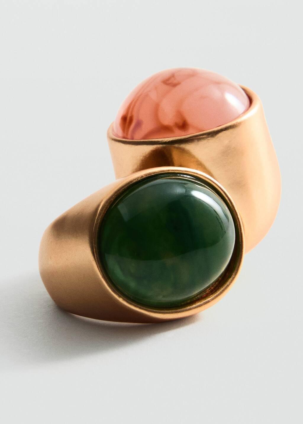 Gold Set Of 2 Combined Resin Rings, , large image number 1