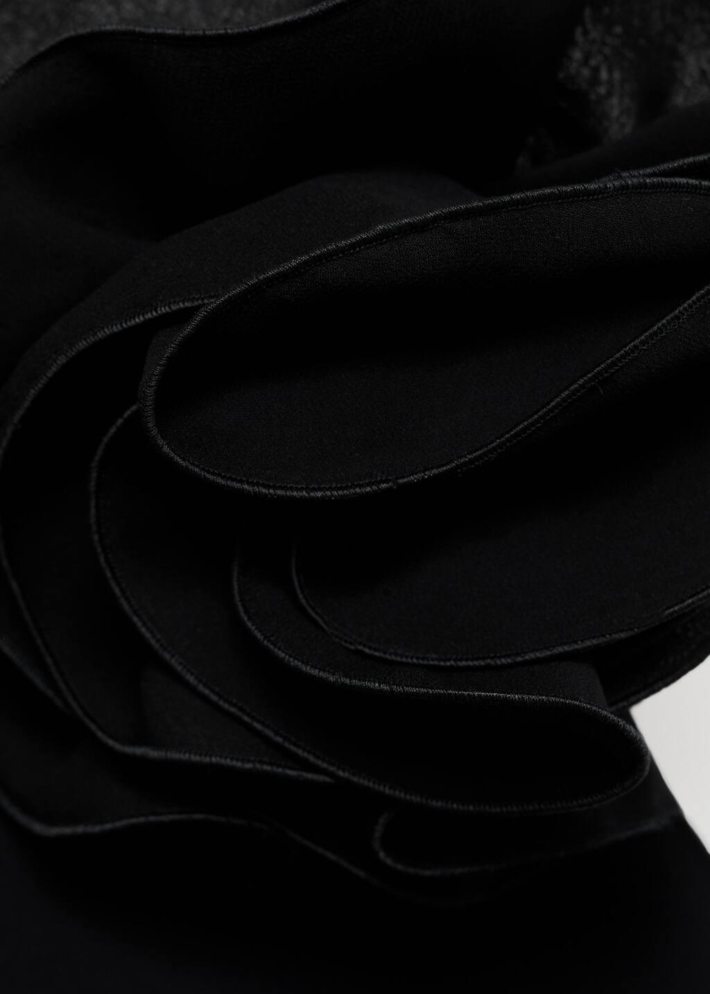 Black Draped Halter-Neck Dress With Flower Motif, , large image number 2