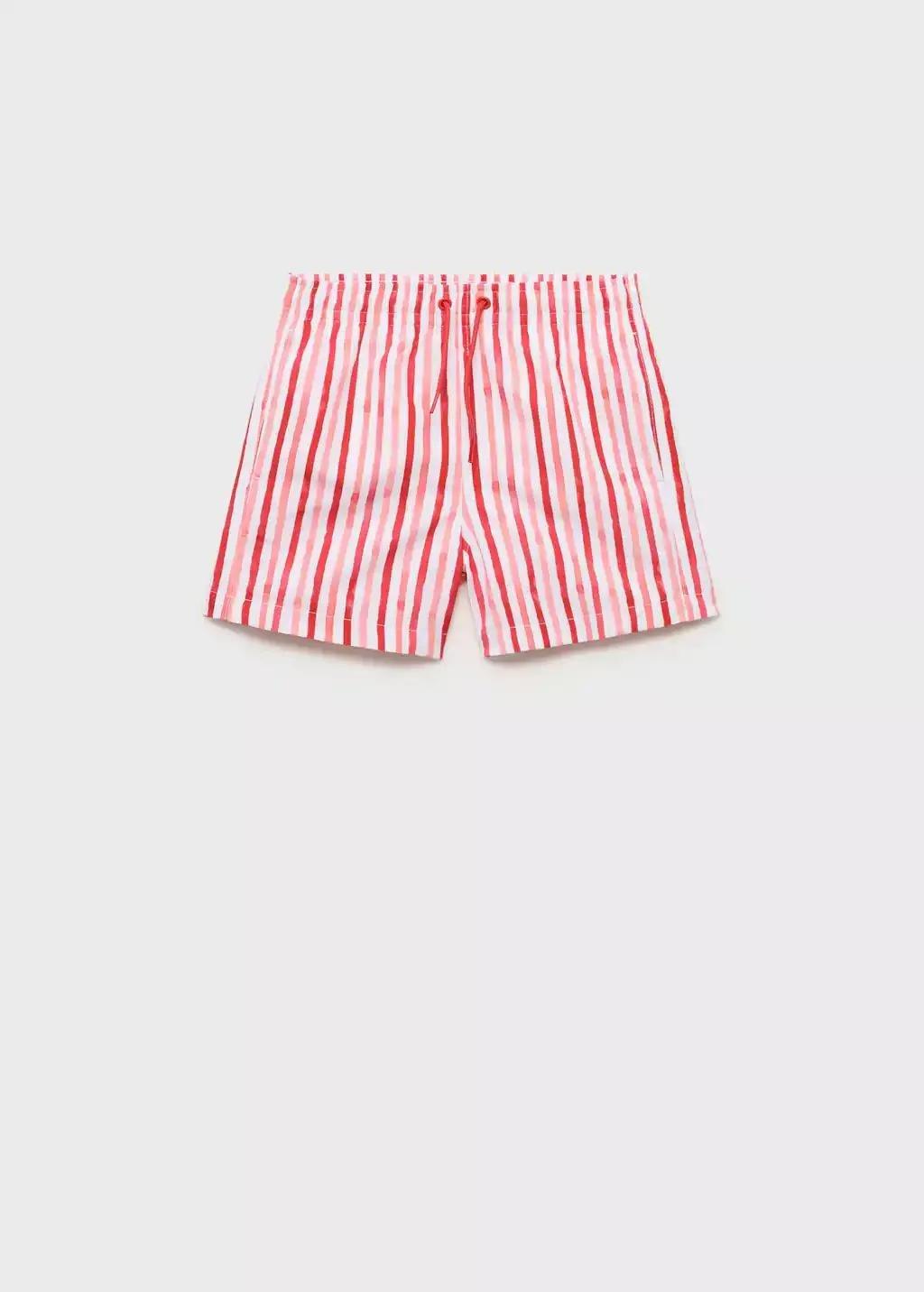 Red Striped Drawstring Swimsuit, Kids Boy, , medium