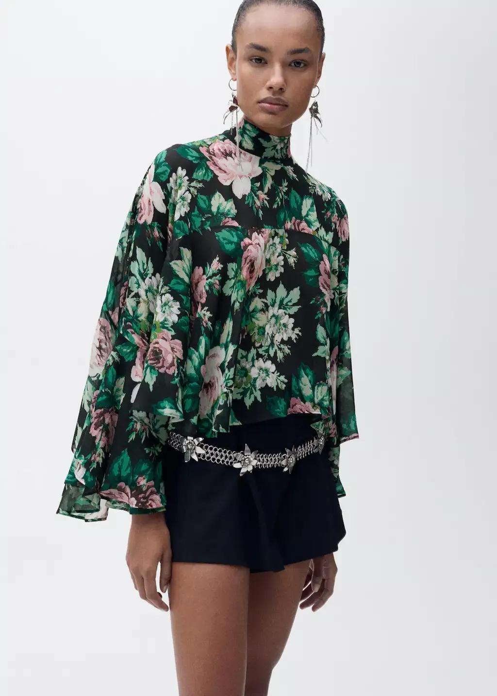 Floral Brunch Cropped Blouse, , medium