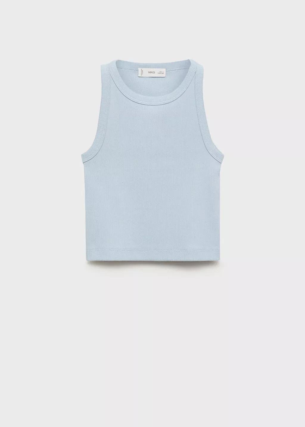 LT-PASTEL BLUE Knitted cropped top, Kids Girl, , large image number 0