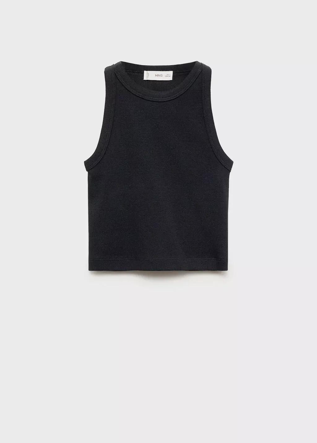 BLACK Knitted cropped top, Kids Girl, , large image number 0