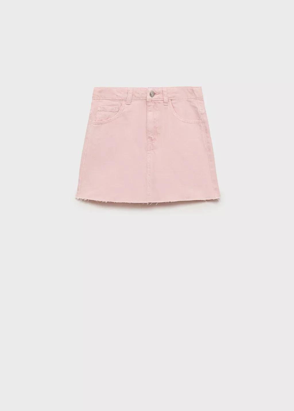 PINK Denim skirt with frayed hem, Kids Girl, , large image number 0