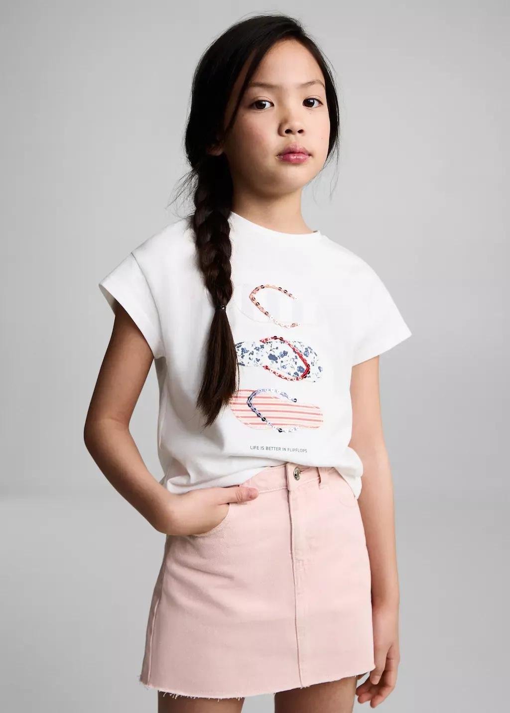PINK Denim skirt with frayed hem, Kids Girl, , large image number 1