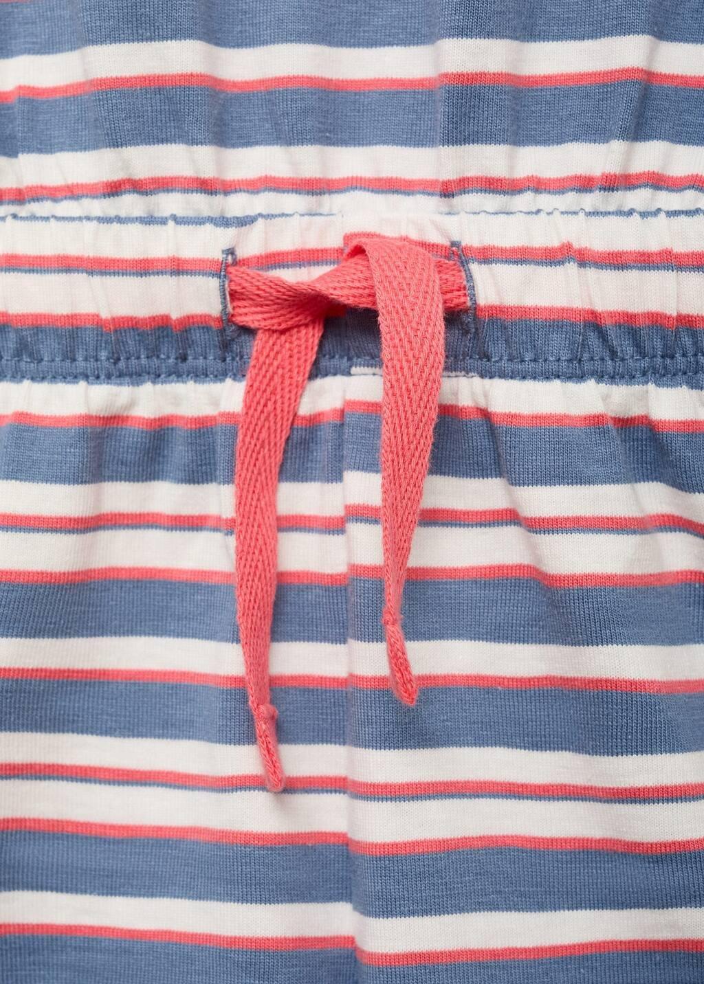 Navy Short Striped Jumpsuit Drawstring, Baby Girl, , large image number 4