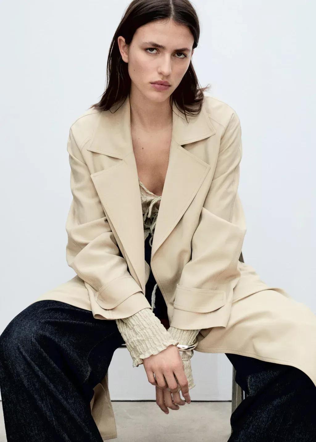 Grey Lt Pastel Soft Trench Coat With Belt, , large image number 2