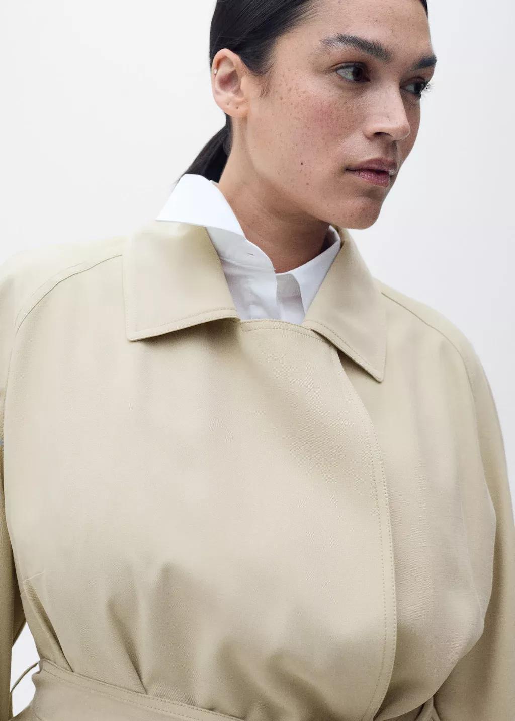 Grey Lt Pastel Soft Trench Coat With Belt, , large image number 5