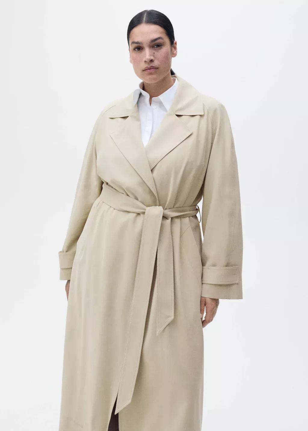 Grey Lt Pastel Soft Trench Coat With Belt, , large image number 6