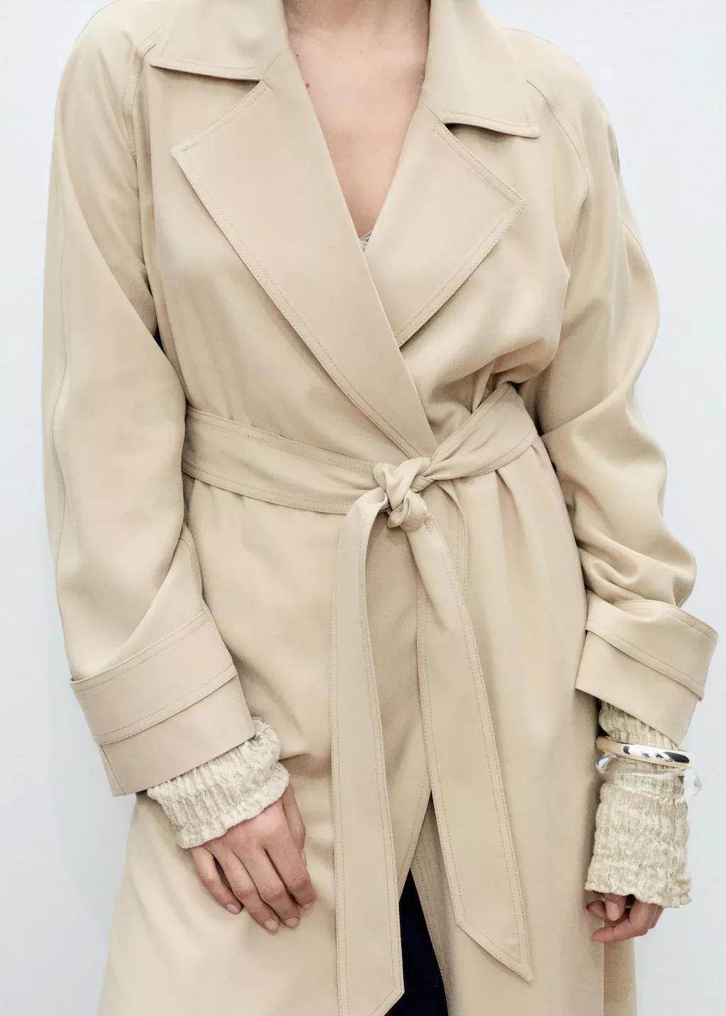 Grey Lt Pastel Soft Trench Coat With Belt, , large image number 7