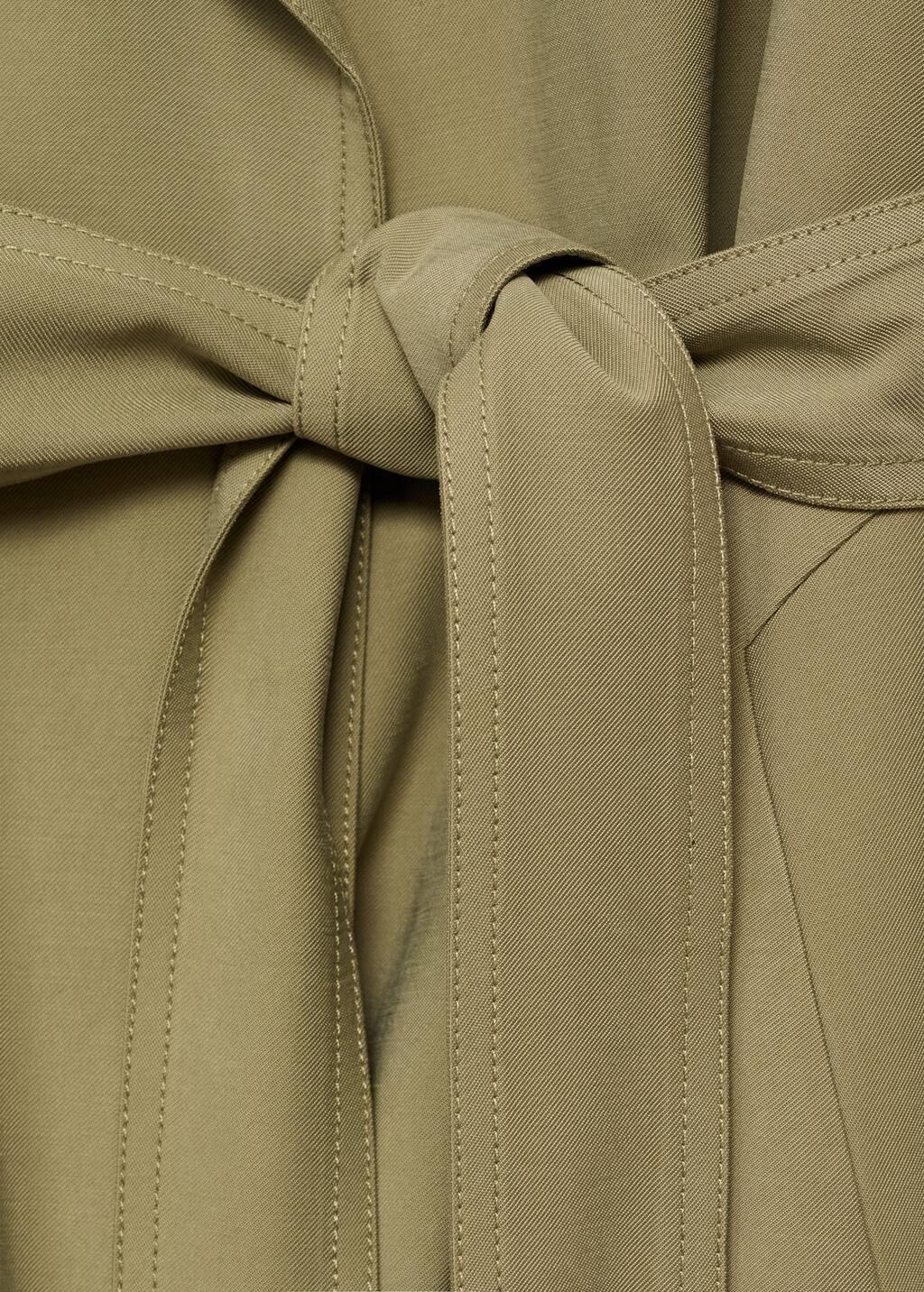Khaki Soft Trench Coat With Belt, , large image number 6