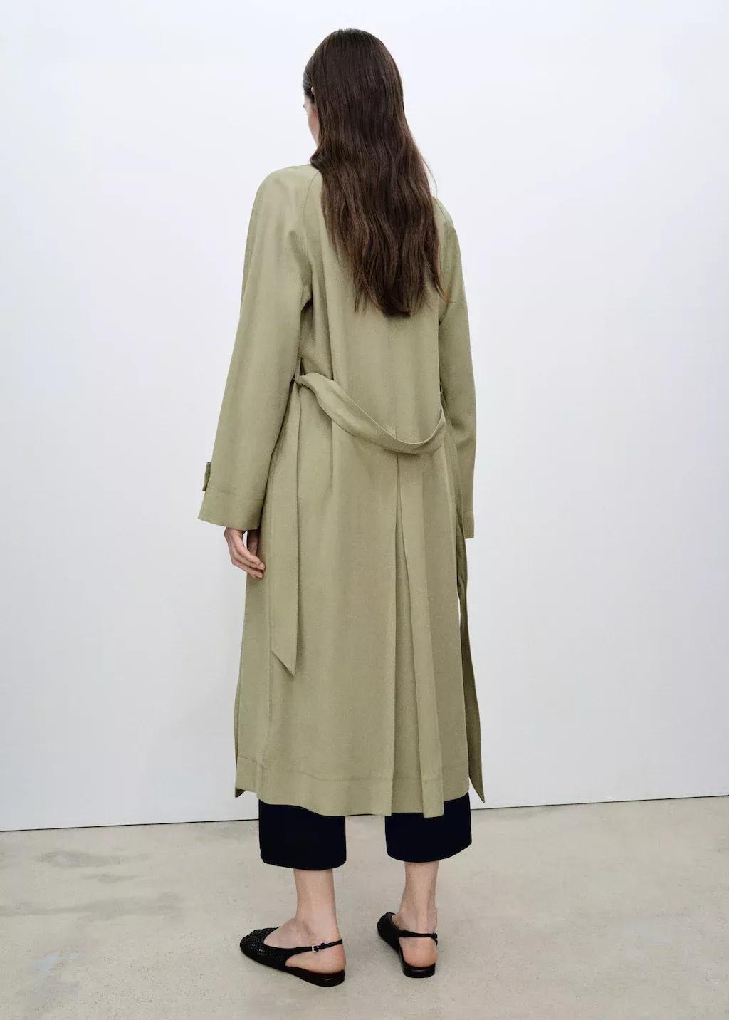 Khaki Soft Trench Coat With Belt, , large image number 7