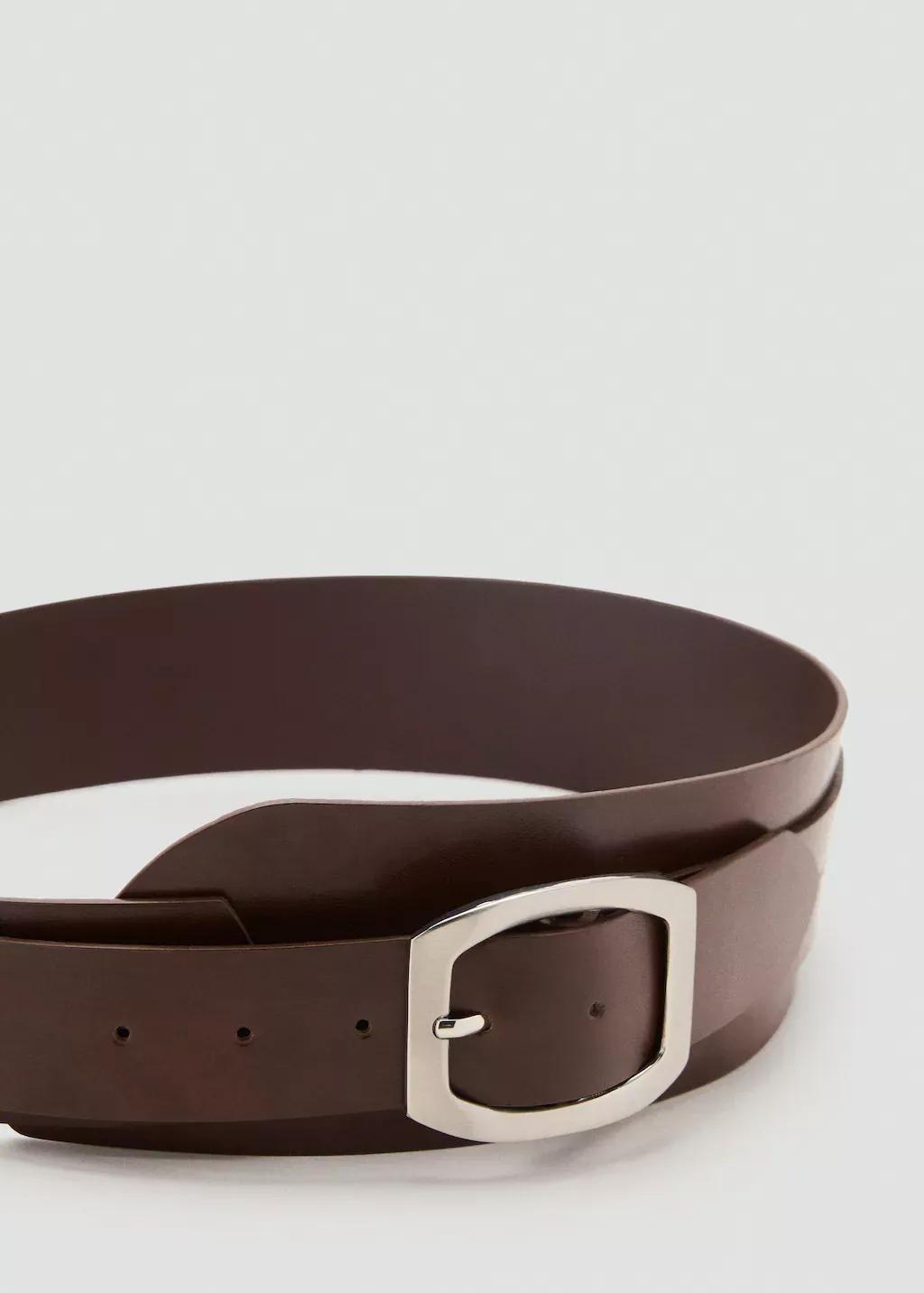 Brown Leather Obi Belt, , medium