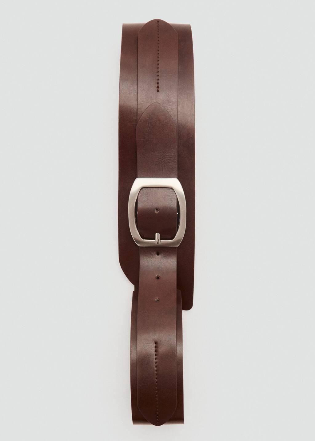 Brown Leather Obi Belt, , large image number 3