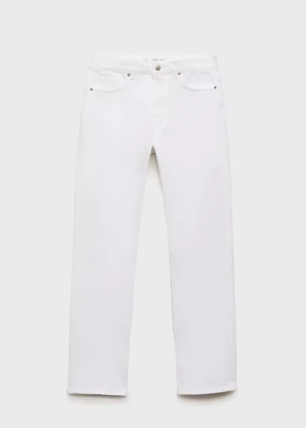 White Mid-Rise Straight Jeans, , large image number 0