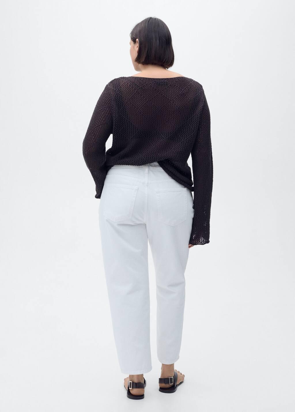 White Mid-Rise Straight Jeans, , large image number 4
