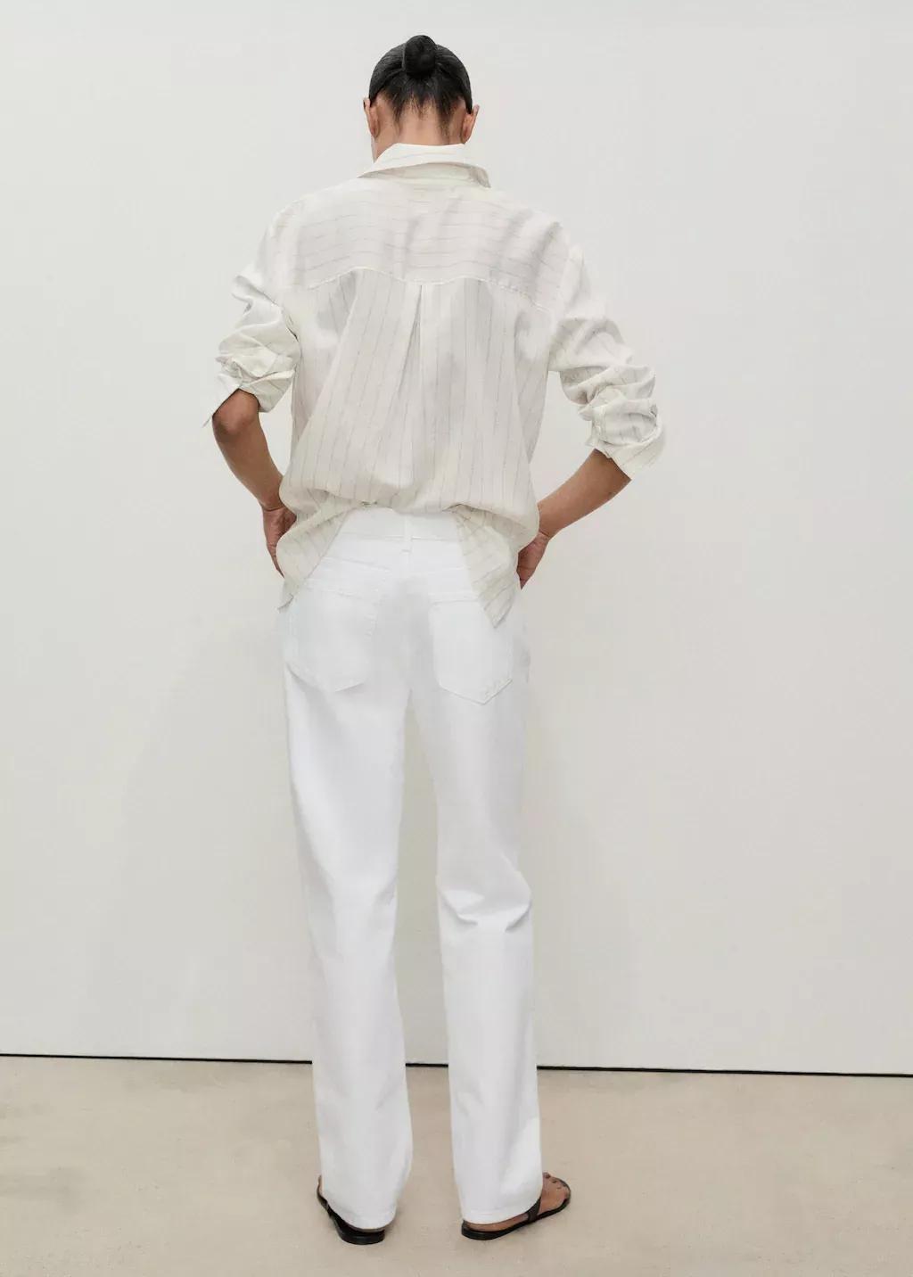 White Mid-Rise Straight Jeans, , large image number 6