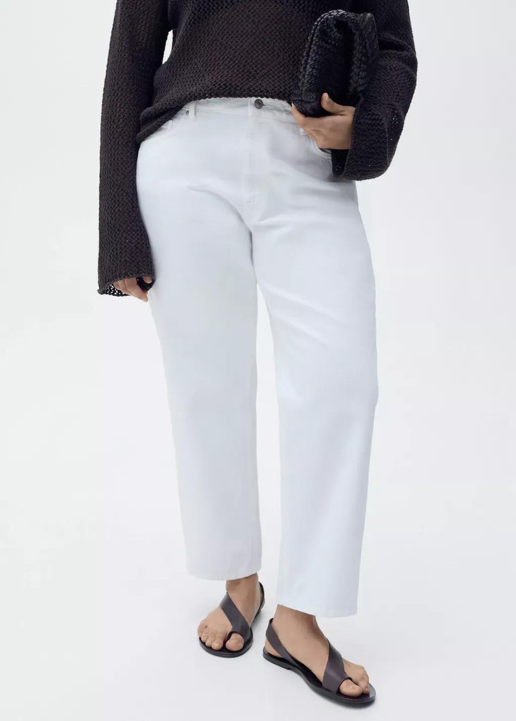 White Mid-Rise Straight Jeans, , large image number 7