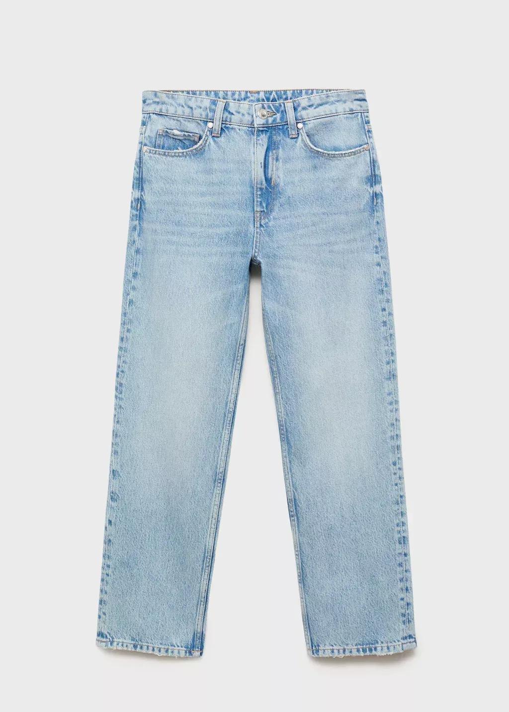 Blue Mid-Rise Straight Jeans, , large image number 0