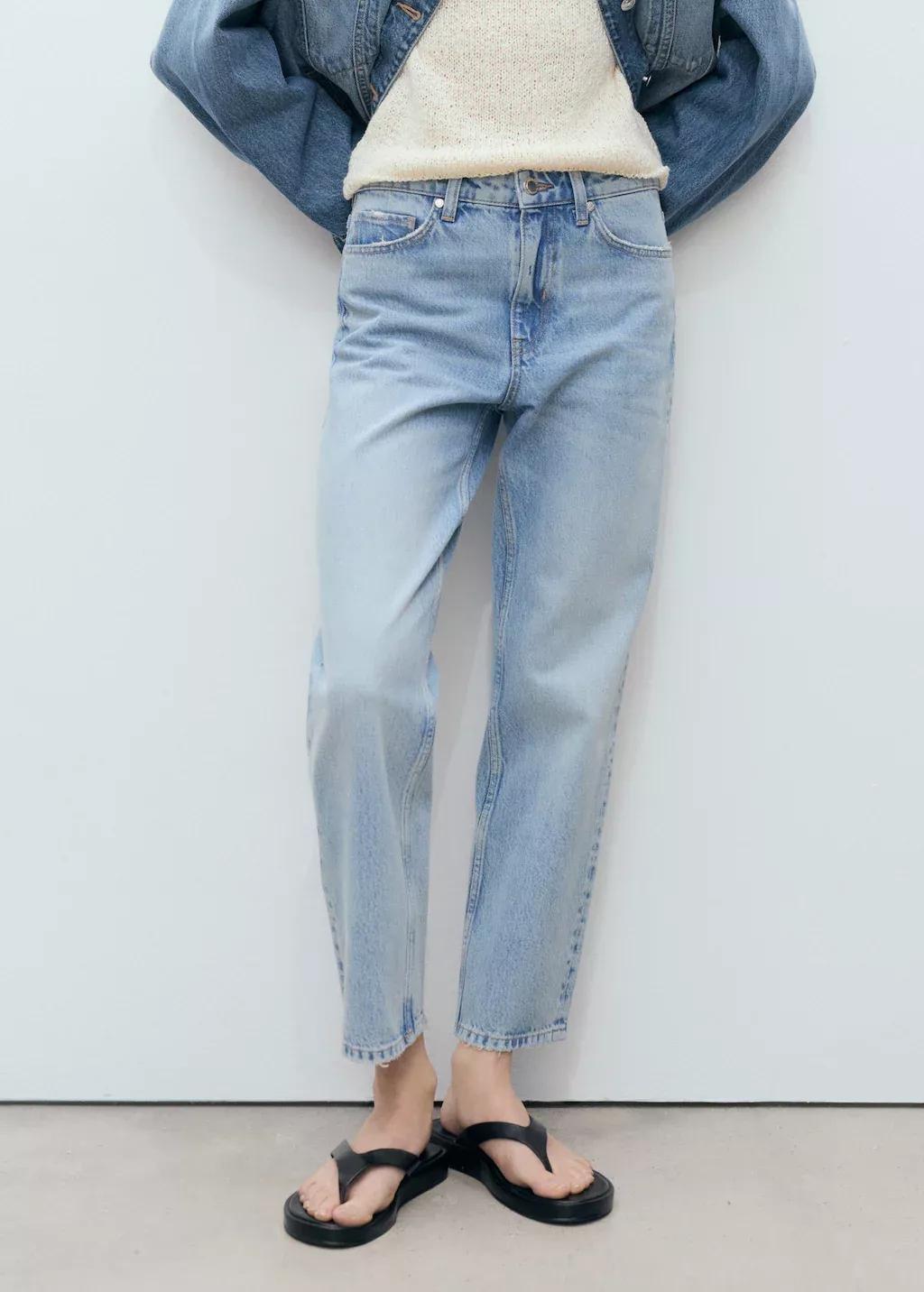 Blue Mid-Rise Straight Jeans, , large image number 1