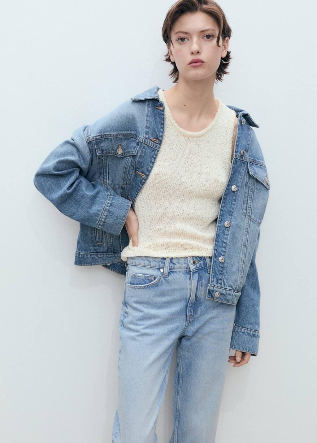 Blue Mid-Rise Straight Jeans, , large image number 2