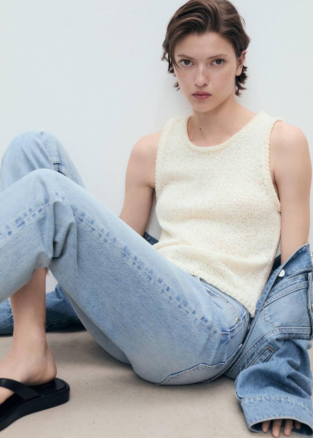 Blue Mid-Rise Straight Jeans, , large image number 3