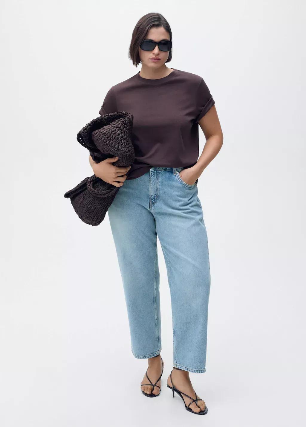 Blue Mid-Rise Straight Jeans, , large image number 5