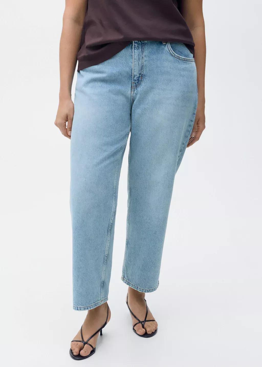 Blue Mid-Rise Straight Jeans, , large image number 8