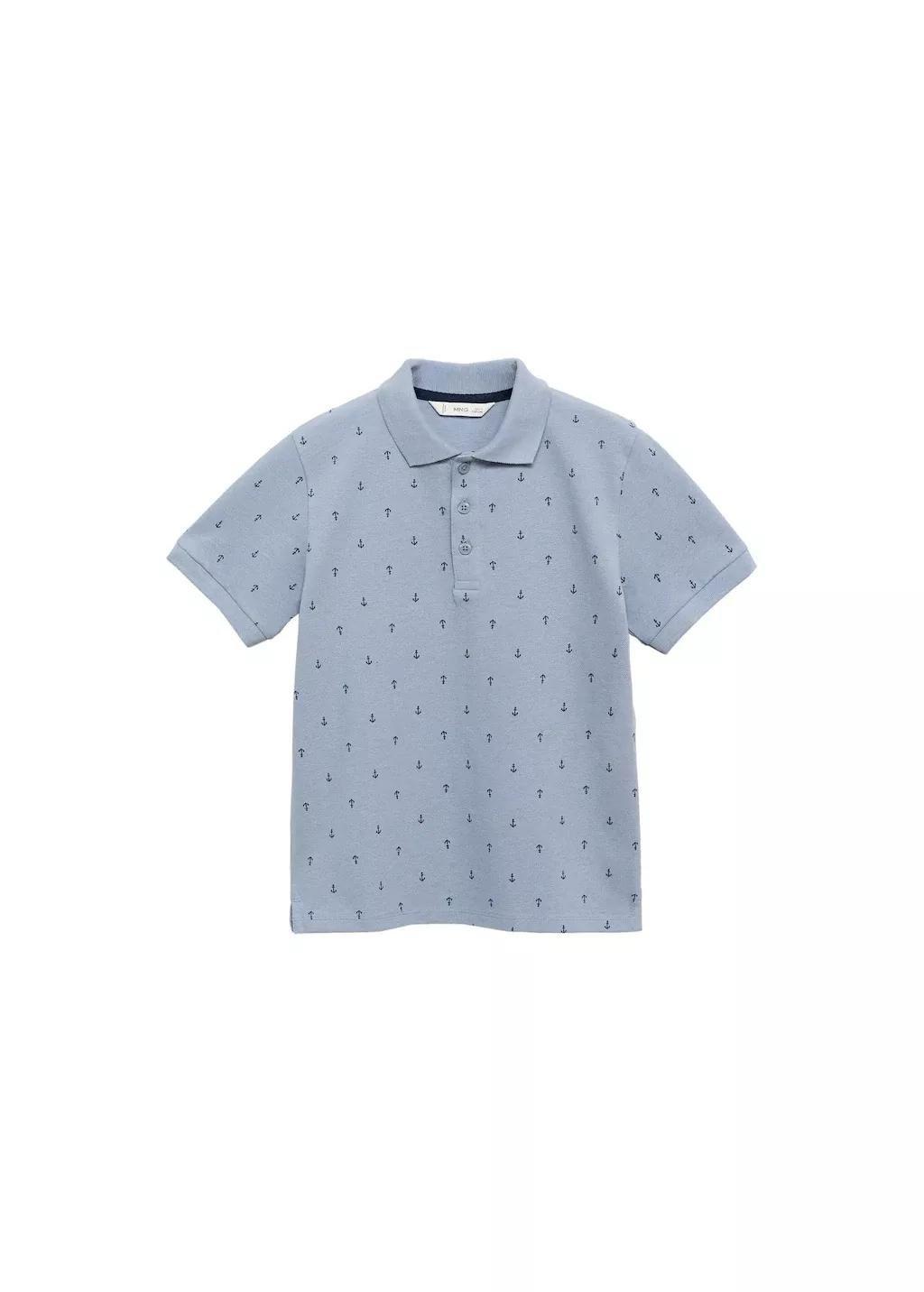 MEDIUM BLUE Printed cotton polo shirt, Kids Boy, , large image number 0