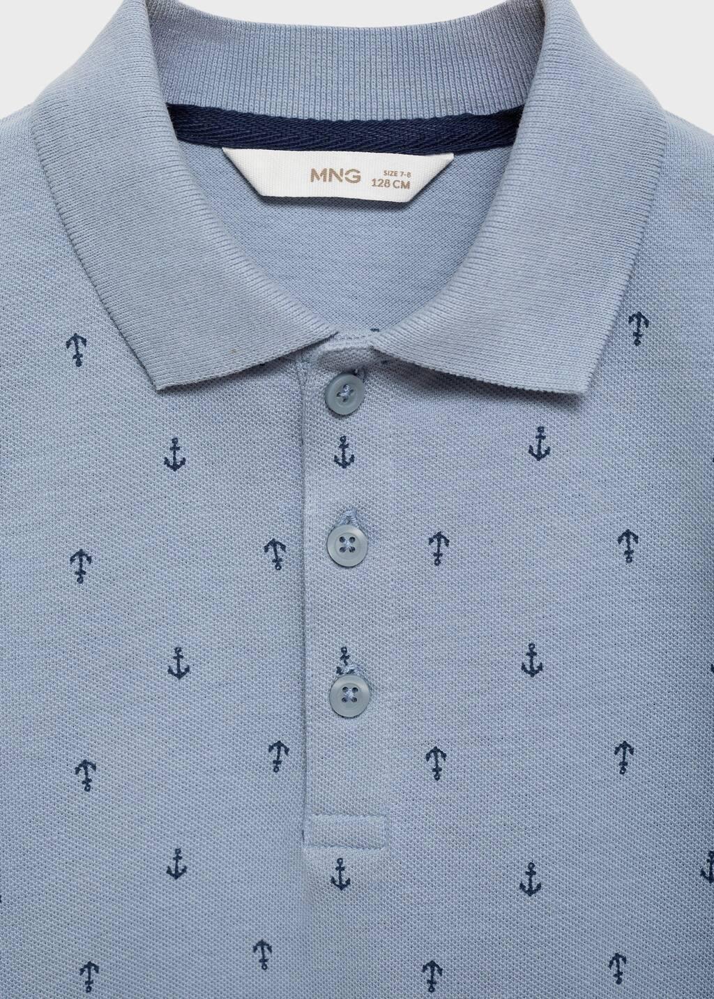 MEDIUM BLUE Printed cotton polo shirt, Kids Boy, , large image number 2