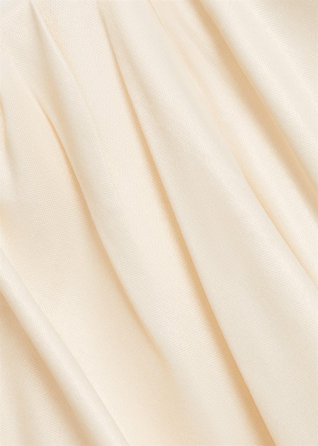 Beige Ruched Asymmetric Midi Dress, , large image number 4