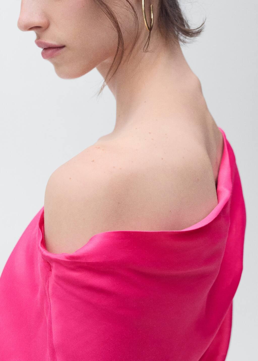 Pink Ruched Asymmetric Midi Dress, , large image number 5