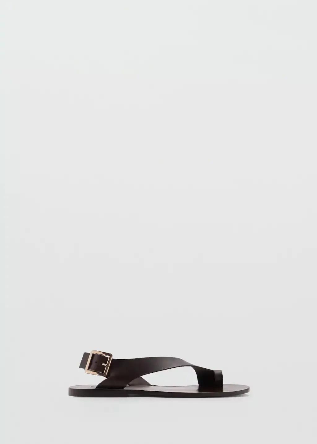 Brown Leather Sandals With Cross Strap, , large image number 3