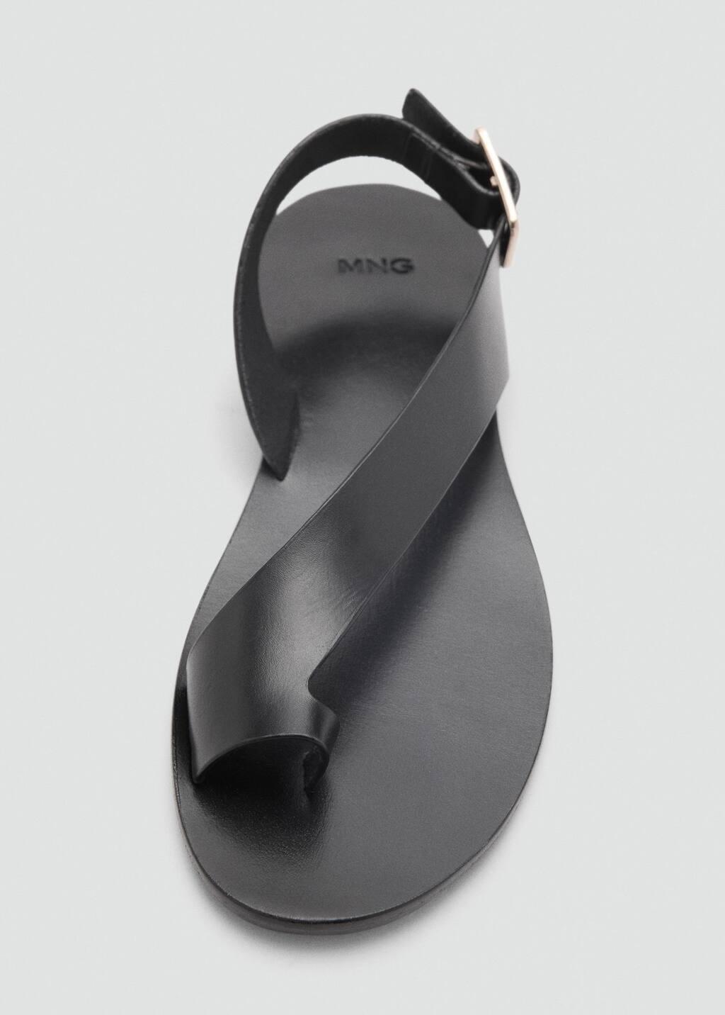Black Leather Sandals With Cross Strap, , large image number 1